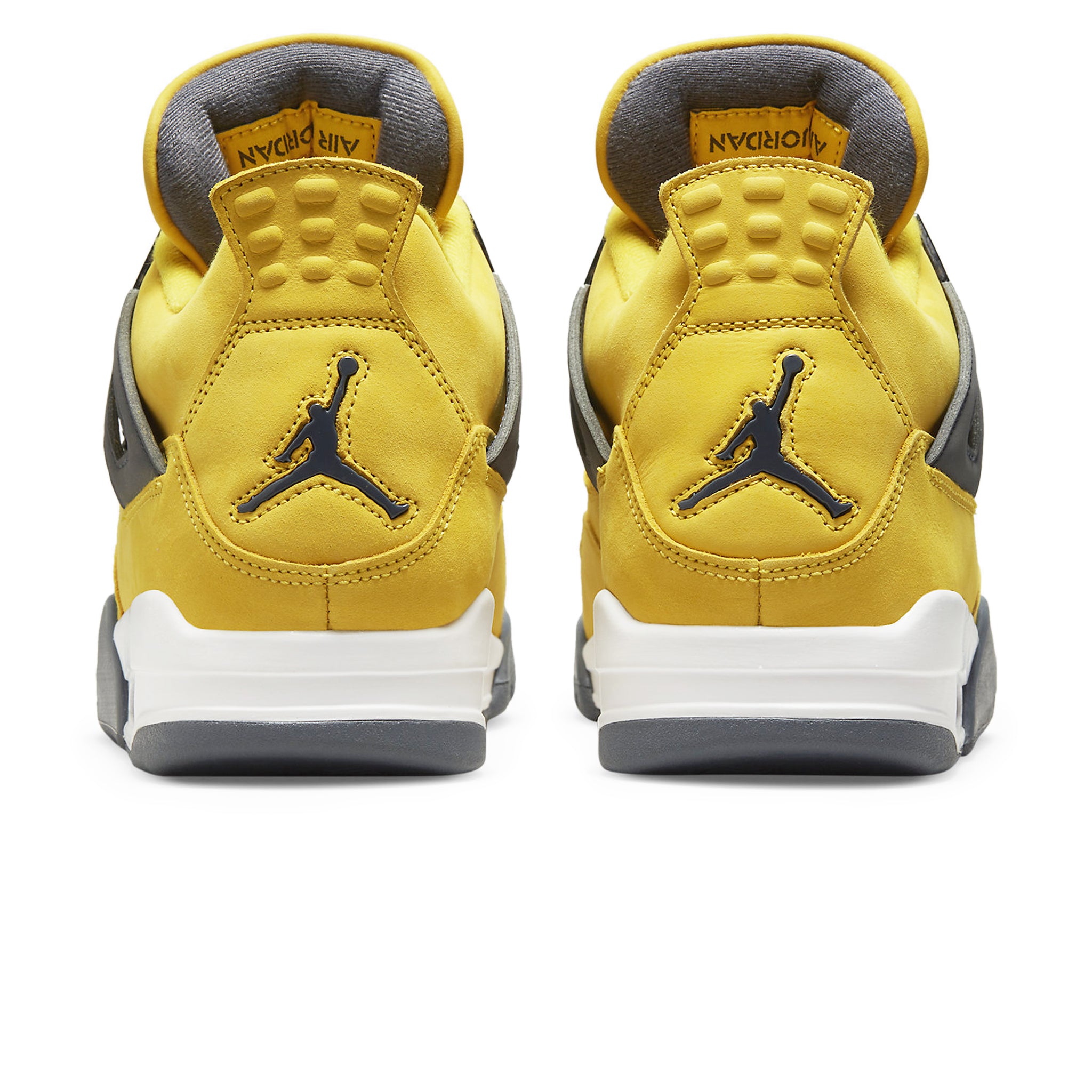 Heel view of Air Jordan 4 Retro Lightning (2021) (GS) 408452-700